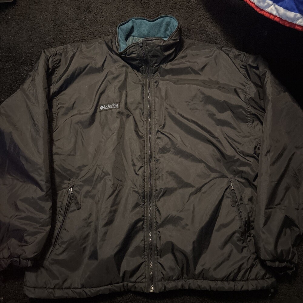 Vintage Columbia Sportswear Black Full Zip Up Fleece Inner Jacket Men L